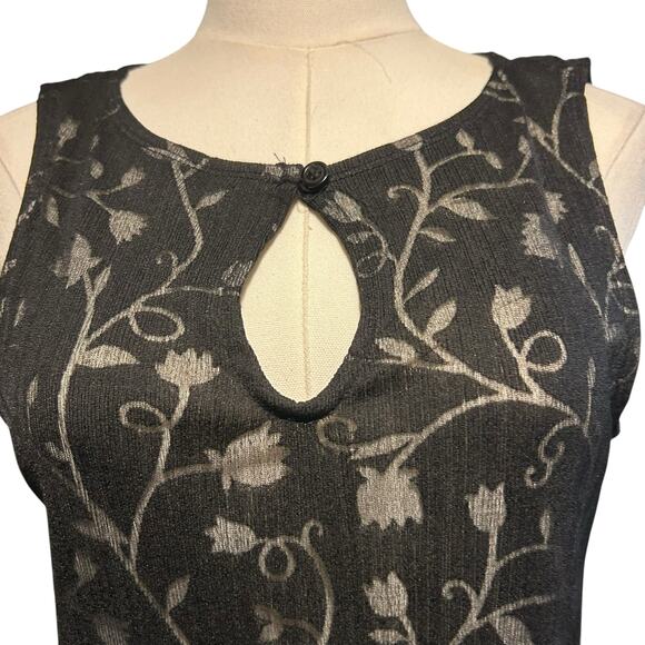 Saint Tropez West VTG Dress SZ 8 Sheer Overlay Lace Floral Black Sleeveless USA - Picture 3 of 10